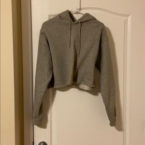 Grey Cropped Hoodie